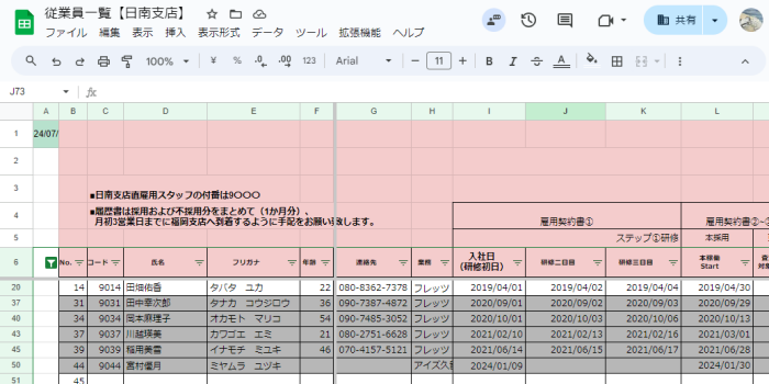 従業員一覧【日南支店】